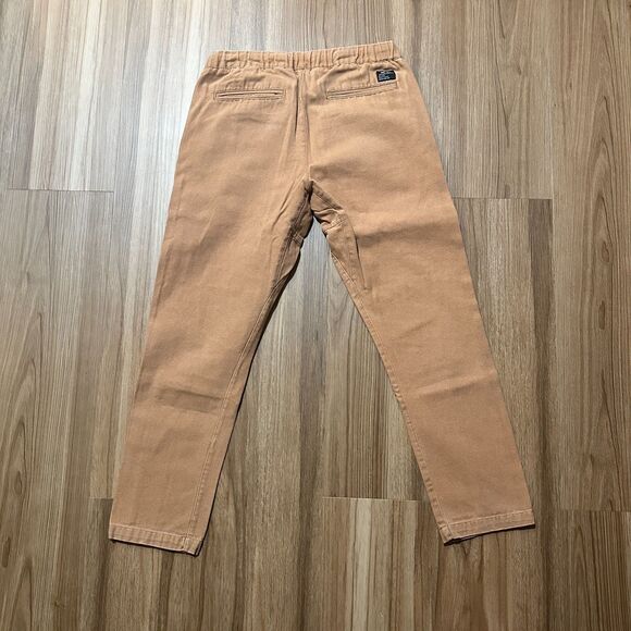 Obey Men's Pants Brown Chino Elastic Waist Pull On Drawstring Slim Tapered Sz M - Picture 3 of 10